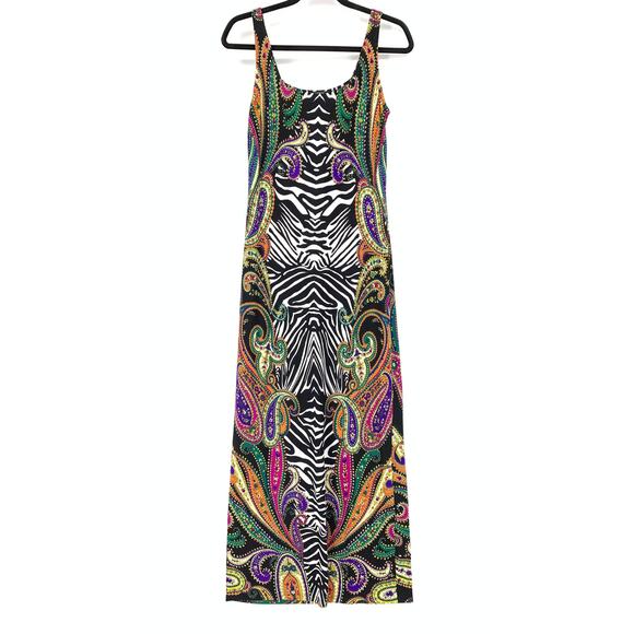SOLD Glamour Tank Maxi Dress Womens Size 6 Multicolor Patterned Paisley - Picture 2 of 7